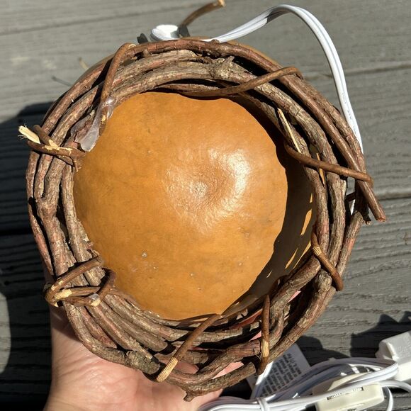 Halloween Gourd Hand Carved Ghost Jack-o-Latern Light - Picture 12 of 16